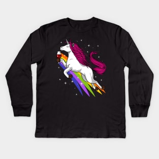 Unicorn Wine Party Kids Long Sleeve T-Shirt